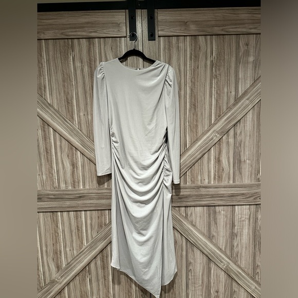 NWT Velvet Ruched Side Asymmetrical Midi Dress - Picture 5 of 11